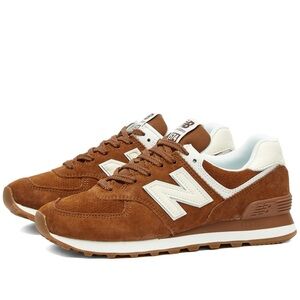 New Balance brown and white suede sneakers WL574NA